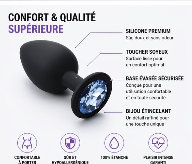 Plug Anal Vibrant Étanche – 10 Vibrations & Bijou Amovible