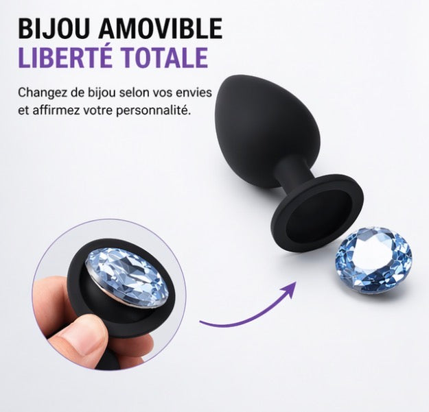 Plug Anal Vibrant Étanche – 10 Vibrations & Bijou Amovible