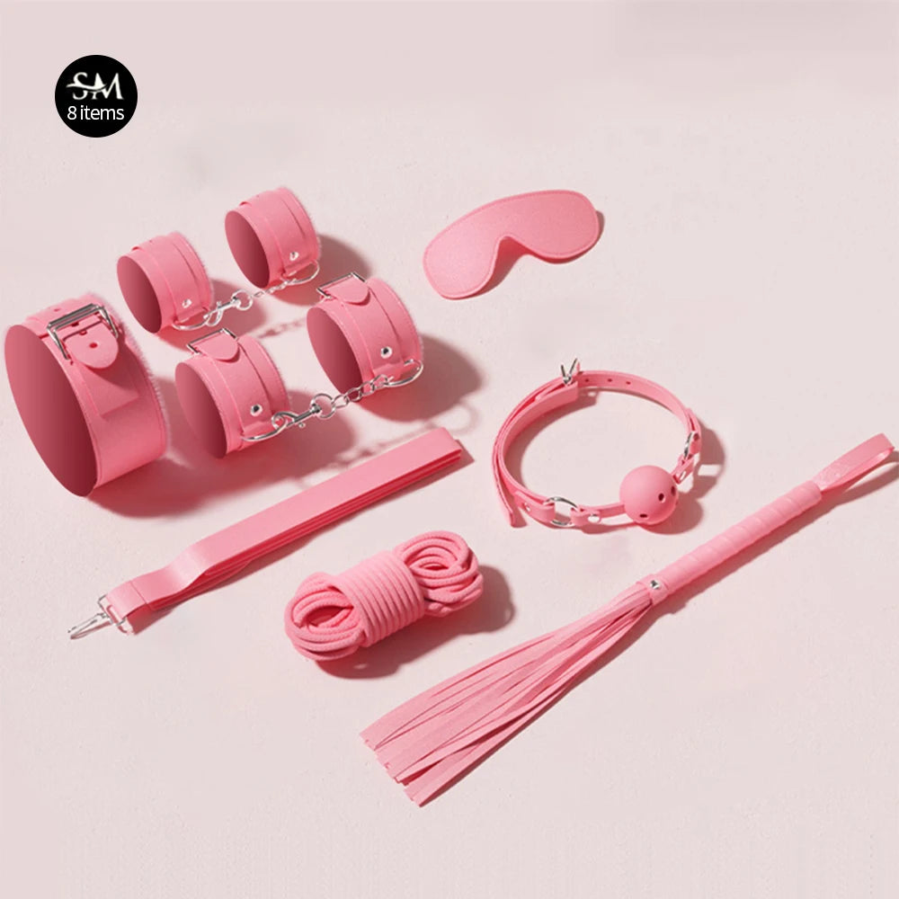 Jouets sexuels pour femmes, 10 pièces/ensemble, menottes de Bondage sexuel, fouet, jouets sexuels pour Couple adulte, ensemble d'outils érotiques pour adultes, Kits BDSM en cuir