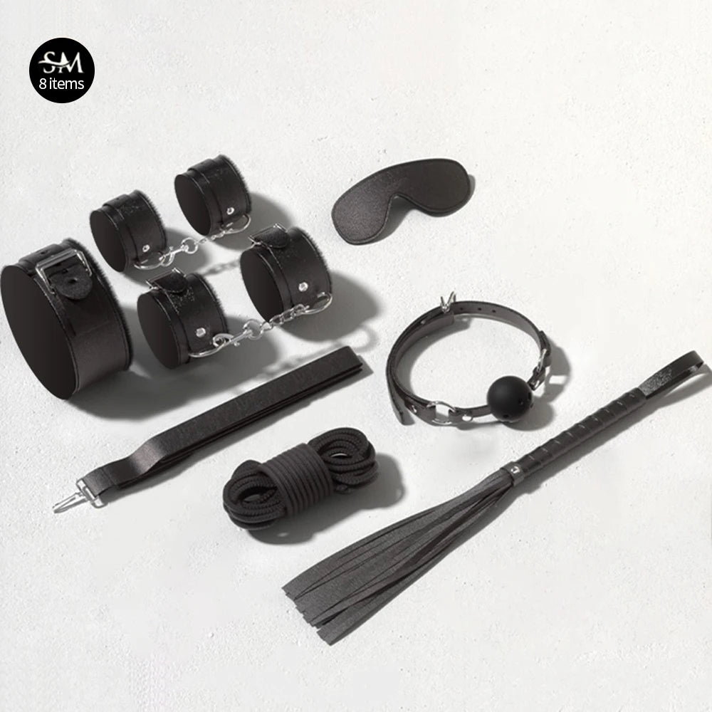 Jouets sexuels pour femmes, 10 pièces/ensemble, menottes de Bondage sexuel, fouet, jouets sexuels pour Couple adulte, ensemble d'outils érotiques pour adultes, Kits BDSM en cuir
