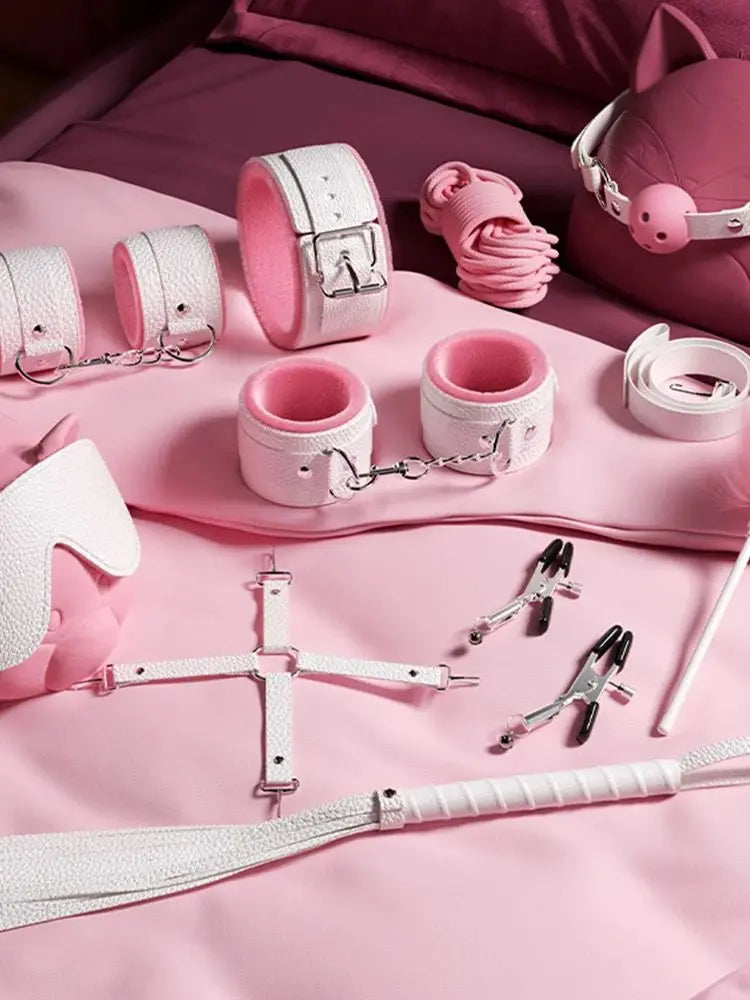 Jouets sexuels pour femmes, 10 pièces/ensemble, menottes de Bondage sexuel, fouet, jouets sexuels pour Couple adulte, ensemble d'outils érotiques pour adultes, Kits BDSM en cuir